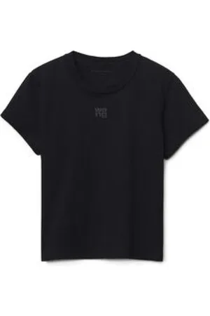 Alexander Wang Top, Dame, Sort, XS, Bomuld, Sort Shrunken Tee med Logo Print