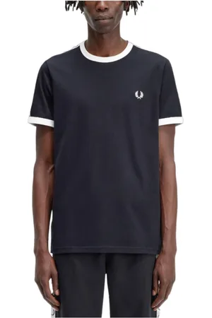 Fred Perry Top, Herre, Sort, 2XL, Bomuld, Retro Ringer T-shirt