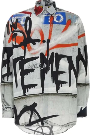 Vetements Skjorte, Herre, Flerfarvet, M, Bomuld, Printet Poplin Skjorte