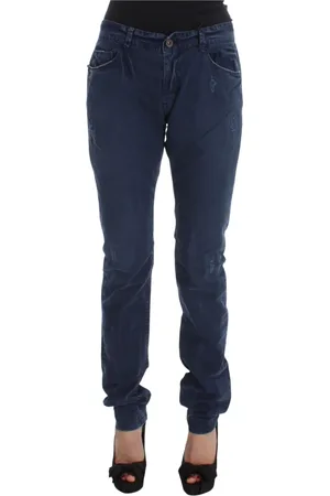 Costume National Jeans, Dame, Blå, W34, Bomuld, Regular Fit Blå Jeans med Lynlås og Knappelukning