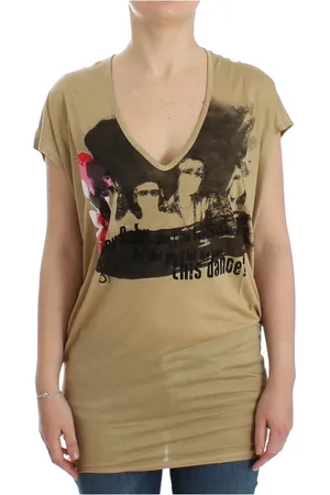 Costume National Top, Dame, , S, Motiv Print V-Hals T-Shirt
