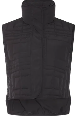Heartmade Jakke, Dame, Sort, S, Sort Quiltet Vest med Knappelukning og Ståkrave