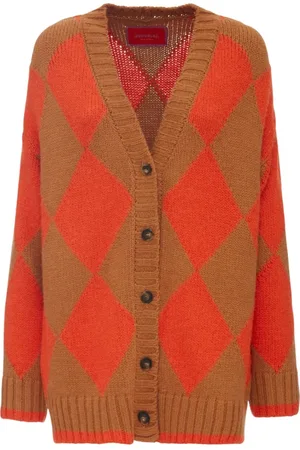 La DoubleJ Strik, Dame, Flerfarvet, XL, Uld, Argyle Cardigan - Stilfuld og Behagelig