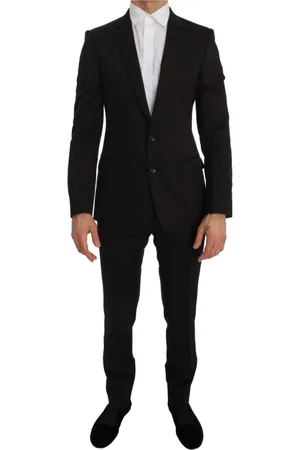Dolce & Gabbana Jakkesæt, Herre, Brun, S, Uld, Brun Jacquard Slim Fit Jakkesæt - Martini Model