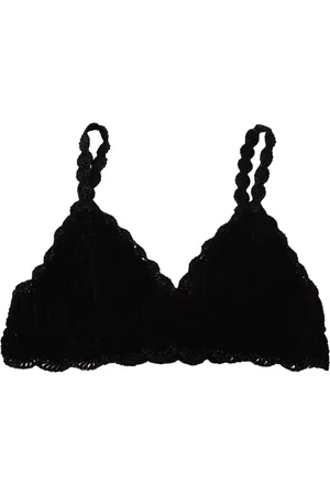 Dolce & Gabbana Top, Dame, Sort, L, Bomuld, Sort Hæklet Ærmeløs Bustier Korset