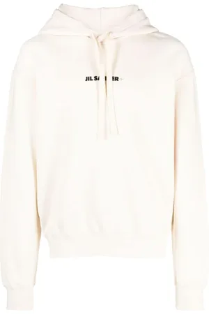 Jil Sander Sweathshirts & Hoodies, Herre, Hvid, XL, Bomuld, Hvid Logo-Print Bomuldshættetrøje