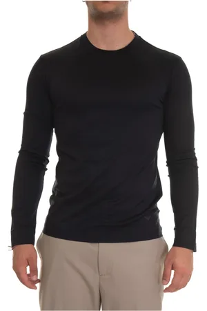 Emporio Armani Sweathshirts & Hoodies, Herre, Blå, XL, Bomuld, Slim Fit Langærmet T-Shirt