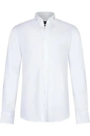 Cavallaro Napoli Skjorte, Herre, Hvid, 3XL, Bomuld, Slim Fit Piquo Skjorte med Stræk og Spredt Krave