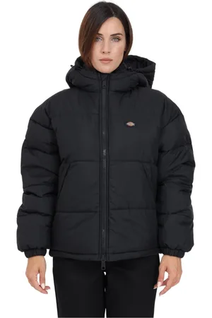Dickies Jakke, Dame, Sort, L, Uld, Sort Oversize Hættetrøje med Lynlås