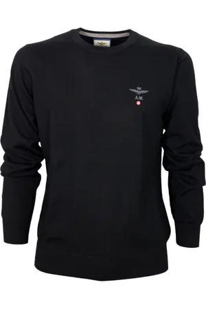 Aeronautica Militare Sweathshirts & Hoodies, Herre, Sort, 2XL, Uld, Allround Casual Uldtrøje i Sort