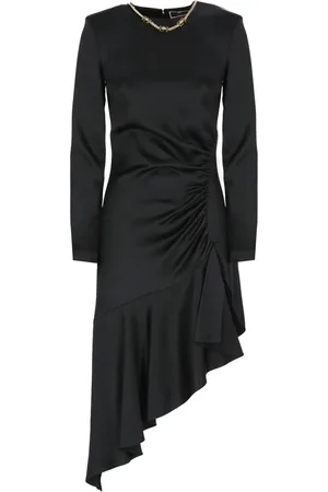 Elisabetta Franchi Kjole, Dame, Sort, XS, Sort Crêpe Kjole med Asymmetrisk Hem