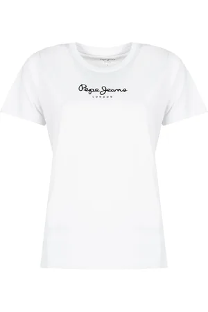 Pepe Jeans Top, Dame, Hvid, XS, Bomuld, Enkel Rundhalset T-Shirt