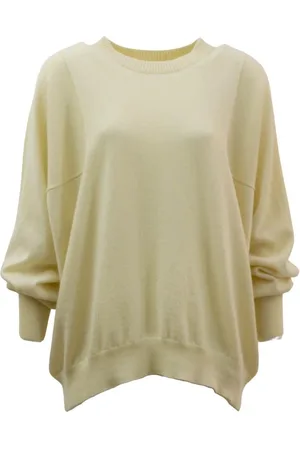 High Bluser & Skjorter, Dame, Hvid, S, Uld, Rund Hals Langærmet Jersey