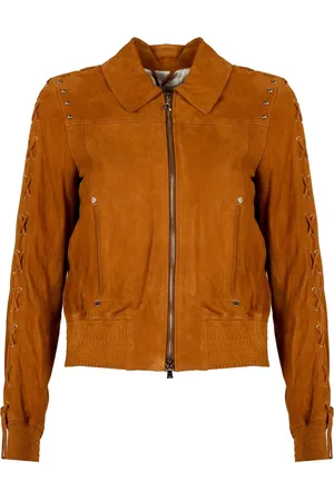 Patrizia Pepe Sweathshirts & Hoodies, Dame, Brun, S, Suede, Suede Jakke med Lynlås