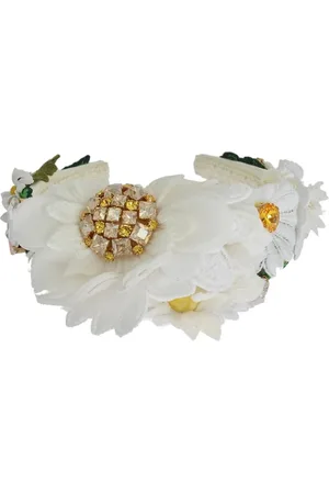Dolce & Gabbana Tilbehør, Dame, Flerfarvet, ONE SIZE, Bomuld, Smuk Margherite Crystal Hårbånd