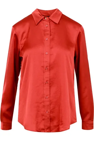 Ralph Lauren Bluser & Skjorter, Dame, Rød, M, Uld, Silk Casual Skjorter med Klassisk Krave