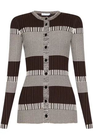 Proenza Schouler Strik, Dame, Flerfarvet, XS, Bomuld, Ribstrikket Cardigan