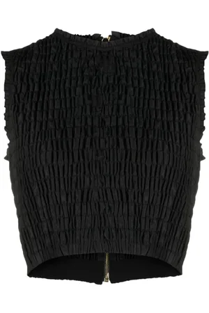 Patou Top, Dame, Sort, S, Uld, Sort Smock-Detalje Crop Top