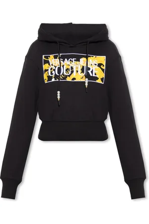 VERSACE Sweathshirts & Hoodies, Dame, Sort, S, Bomuld, Hættetrøje med logo