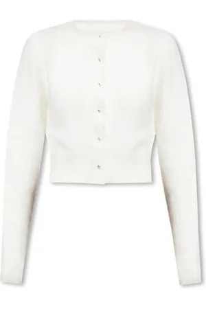 Maison Margiela Strik, Dame, Hvid, L, Uld, Knappet Cardigan