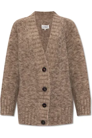Maison Margiela Strik, Dame, Brun, S, Bomuld, Cardigan med Logo