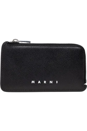 Marni Tilbehør, Herre, Sort, ONE SIZE, Læder, Kortholder med logo