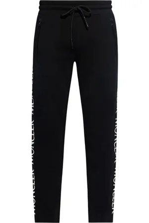 Moncler Bukser, Herre, Sort, M, Bomuld, Logo-broderede Sweatpants