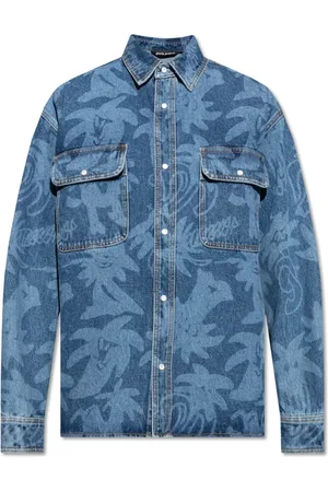 Palm Angels Skjorte, Herre, Blå, M, Denim, Oversize Denim Skjorte