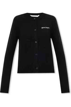 Palm Angels Strik, Dame, Sort, M, Uld, Cardigan med Logo