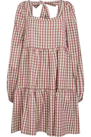 Liberté Kjole, Dame, Flerfarvet, S, Bomuld, - Cecilia LS Dress, 21406 - Army Raspberry Check
