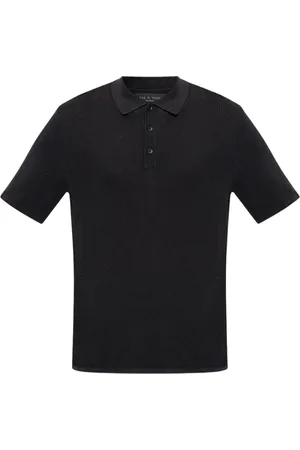 RAG&BONE Top, Herre, Sort, S, Bomuld, Ribbed poloshirt