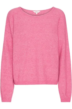 Basicapparel Sweathshirts & Hoodies, Dame, Lyserød, S, Uld, - Claudine Scoop Neck - Fruit Dove