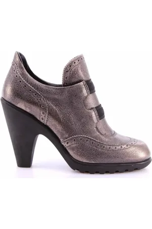 Hogan Sko, Dame, Grå, 35 EU, Læder, Grå Læder Brogues Hæle