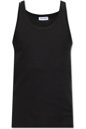 Dolce & Gabbana Top, Herre, Sort, L, Bomuld, Tanktop med logo