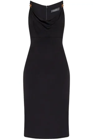 VERSACE Kjole, Dame, Sort, S, Uld, Midi dag kjole
