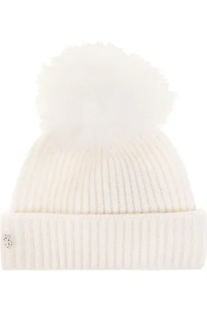 YVES SALOMON Tilbehør, Dame, Hvid, ONE SIZE, Cashmere, Beanie med logo