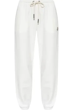 Moncler Bukser, Herre, Hvid, L, Bomuld, Sweatpants med logo patch