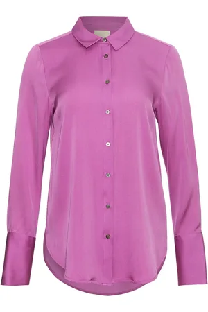 Heartmade Bluser & Skjorter, Dame, Lyserød, XL, Klassisk Silkeblandings Skjorte