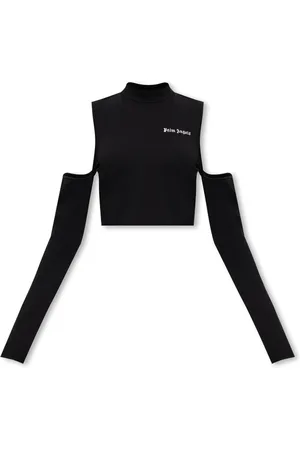 Palm Angels Bluser & Skjorter, Dame, Sort, M, Bomuld, Crop Top med Logo