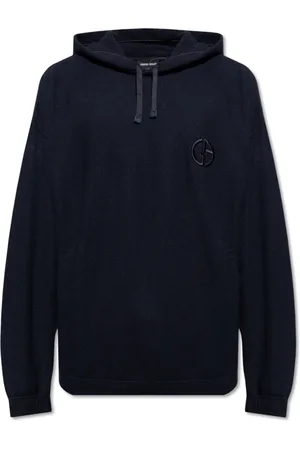 Giorgio Armani Sweathshirts & Hoodies, Herre, Blå, XL, Hættetrøje med logo
