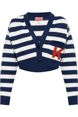 Kenzo Strik, Dame, Blå, L, Bomuld, Stribet Cardigan