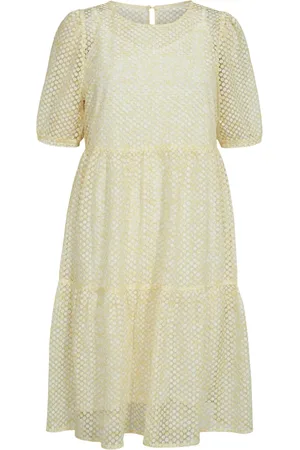 Liberté Kjole, Dame, Gul, L, Polyester, - Flora SS Dress, 21248 - Lace