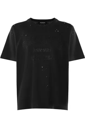 Dsquared2 Top, Herre, Sort, M, Uld, Stilfuld sort T-shirt med logo detalje