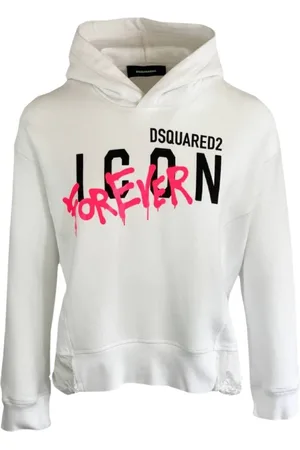 Dsquared2 Sweathshirts & Hoodies, Dame, Hvid, 2XS, Uld, Evig Ikon - Hvid Hættetrøje