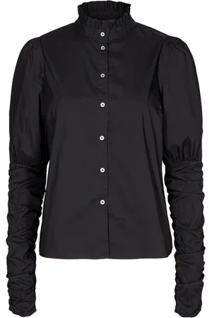 Co`Couture Bluser & Skjorter, Dame, Sort, M, Bomuld, Sandy Poplin Puff Skjorte