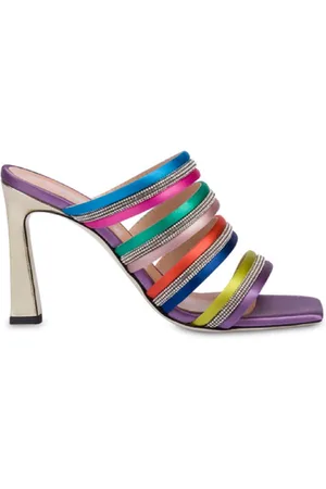 Pollini Sko, Dame, Flerfarvet, 40 EU, Satin, Multifarvet Satin og Rhinestone Sandaler - Størrelse 40