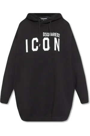 Dsquared2 Sweathshirts & Hoodies, Dame, Sort, 2XS, Bomuld, Sort Oversize Hættetrøje
