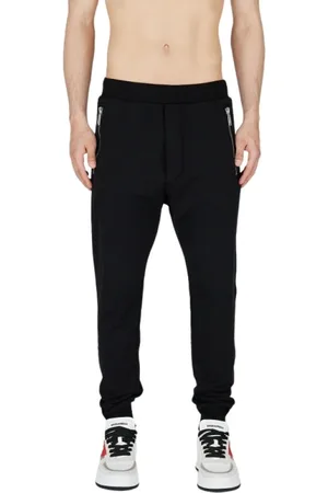 Dsquared2 Bukser, Herre, Sort, 2XL, Bomuld, Sporty Sweatpants med Crazy Manchetter