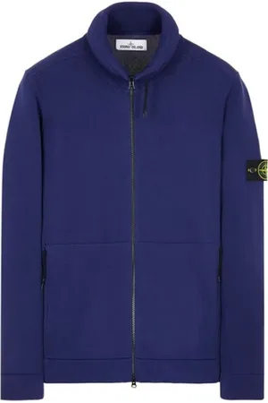 Stone Island Sweathshirts & Hoodies, Herre, Blå, L, Bomuld, Blå Strikket Cardigan med Lynlås