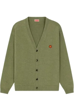 Kenzo Strik, Herre, Grøn, L, Tyl, Preppy Style Cardigan